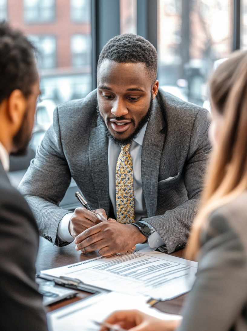 Conseillers J.Jordens en discussion avec un client.