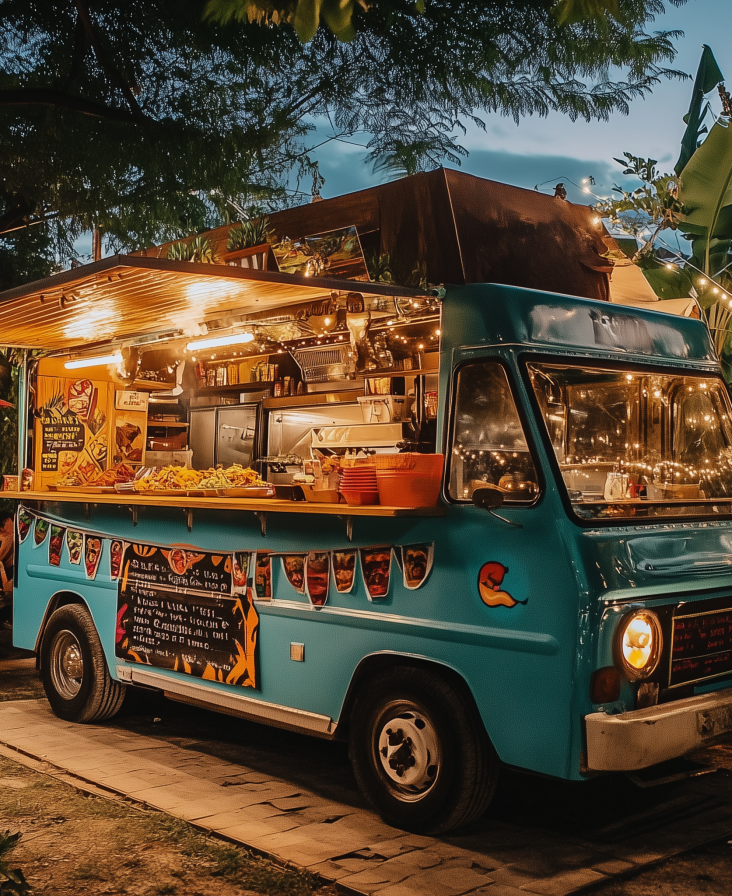 Restaurant moderne d'un foodtruck avec une cuisine mobile disponible pour tous vos évènements à petite, moyenne ou grosse échelle.